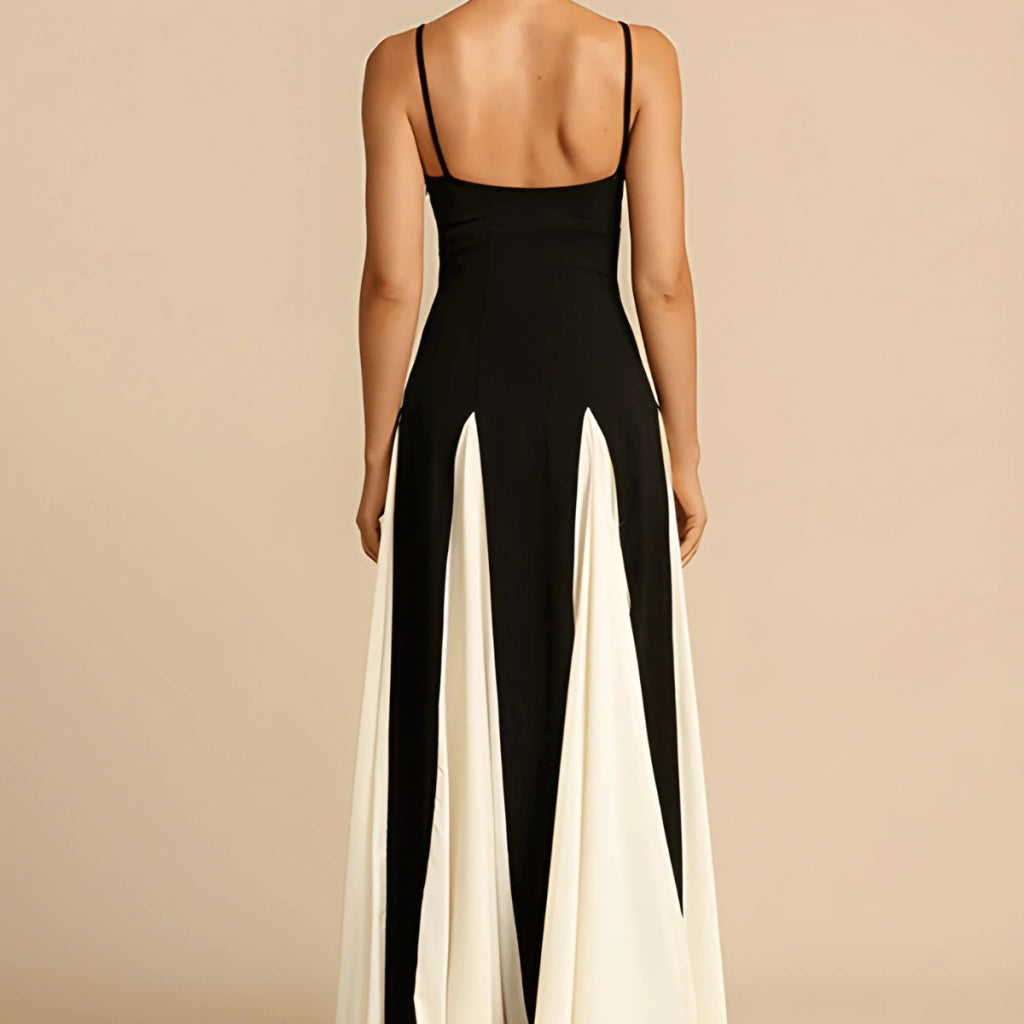 Vestido Preto e Branco Longo Elegante Chique Casual